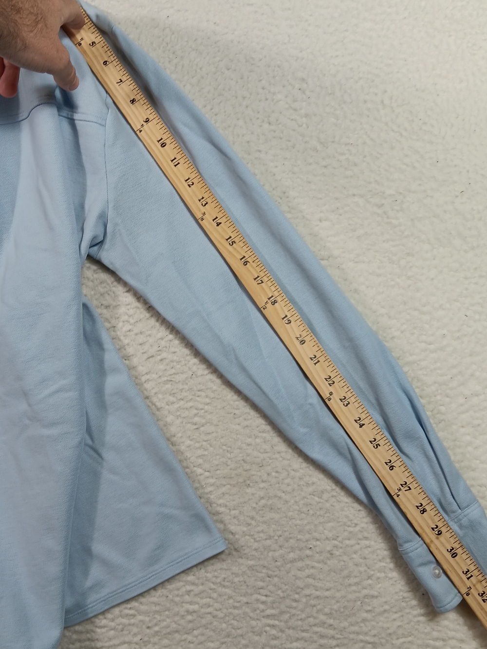 Criquet Shirt Mens XL Blue Long Sleeve Polo Pocket Pima Cotton Preppy Office - Picture 12 of 13